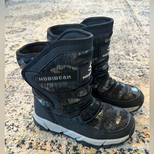 HOBIBEAR Kids Winter Snow Boots Black Camo Faux Fur Lined Little Kid Size 1